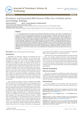 Prevalence and Associated Risk Factors of Bee Lice in Holeta and Its