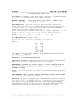 Kleinite Hg2n(Cl, SO4)• Nh2o