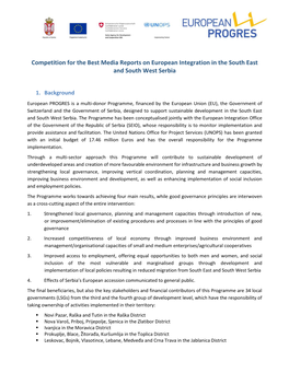 Competition for the Best Media Reports on European Integration in the South East and South West Serbia