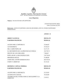 Anexo Ii Orden Nacional Deuda En Partidos Politicos Pesos