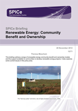 Renewable Energy: Community Benefit and Ownership