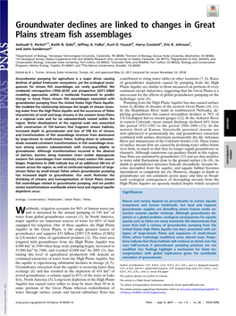 Groundwater Declines Are Linked to Changes in Great Plains Stream Fish Assemblages