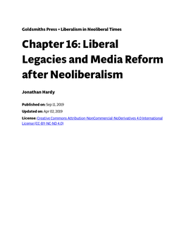 Liberal Legacies and Media Reform After Neoliberalism