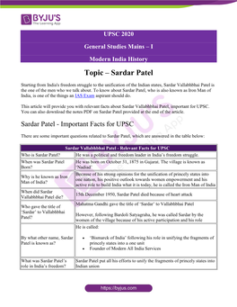 Sardar-Patel-UPSC-Notes.Pdf