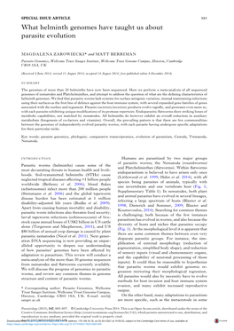 What Helminth Genomes Have Taught Us About Parasite Evolution