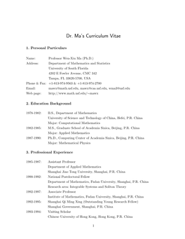 Dr. Ma's Curriculum Vitae