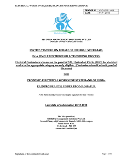 Invites Tenders on Behalf of in a Single Bid Through E