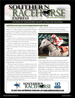 Express Covering the Thoroughbred Industry in Texas and Oklahoma