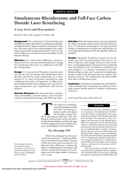 Simultaneous Rhytidectomy and Full-Face Carbon Dioxide Laser Resurfacing a Case Series and Meta-Analysis