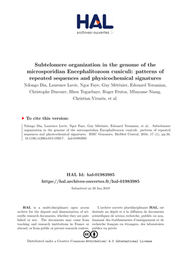 Subtelomere Organization in the Genome of the Microsporidian Encephalitozoon Cuniculi