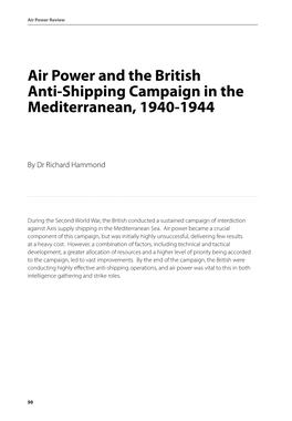Air Power and the British Anti-Shipping Campaign in the Mediterranean, 1940-1944