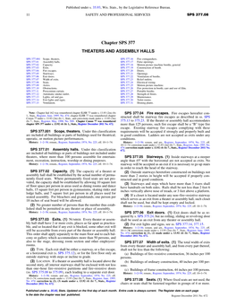 Chapter SPS 377 THEATERS and ASSEMBLY HALLS