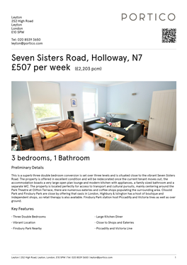 Seven Sisters Road, Holloway, N7 £450 Per Week