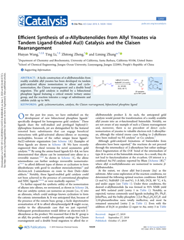 Efficient Synthesis of Α‑Allylbutenolides from Allyl Ynoates Via Tandem Ligand-Enabled Au(I) Catalysis and the Claisen Rearra