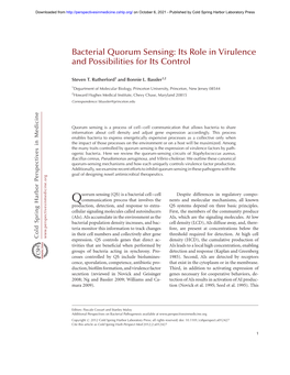 Bacterial Quorum Sensing: Its Role in Virulence and Possibilities for Its Control