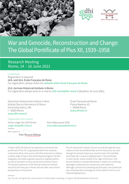 The Global Pontificate of Pius XII, 1939–1958