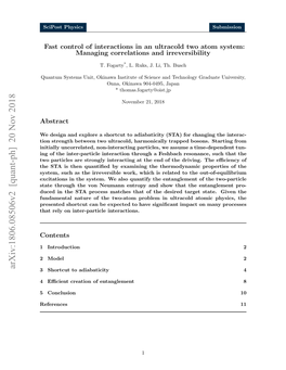 Arxiv:1806.08506V2 [Quant-Ph] 20 Nov 2018 3 Shortcut to Adiabaticity 4