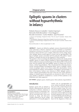 Epileptic Spasms in Clusters Without Hypsarrhythmia in Infancy