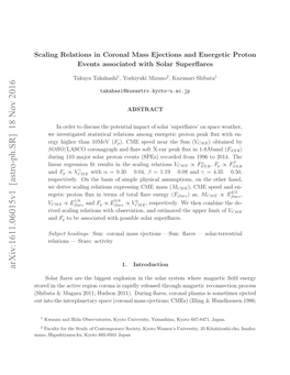 Arxiv:1611.06015V1 [Astro-Ph.SR] 18 Nov 2016 U Noteitrlntr Pc Crnlms Jcin;Cmes Pla Ejections; Mass Coronal (Coronal ﬂares, Space During Interplanetary the Magne 2011)