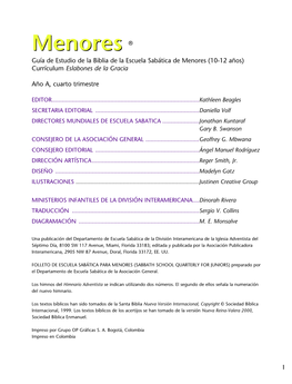 Menores ® Guía De Estudio De La Biblia De La Escuela Sabática De Menores (10-12 Años) Currículum Eslabones De La Gracia