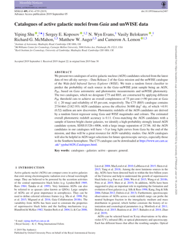 Catalogues of Active Galactic Nuclei from Gaia and Unwise Data