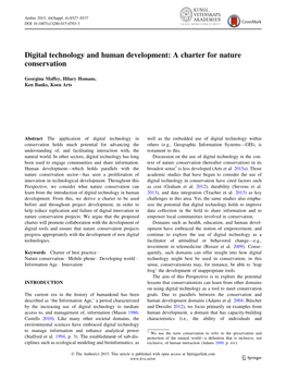 Digital Technology and Human Development: a Charter for Nature Conservation