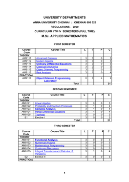 UNIVERSITY DEPARTMENTS M.Sc. APPLIED MATHEMATICS