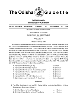 The Odisha G a Z E T T E