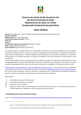 Governo Do Estado Do Rio Grande Do Sul Secretaria Do Estado Da Saúde Departamento De Ações Em Saúde Coordenação Estadual Da Atenção Básica