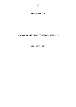 Appendix 2.1 Landowners in the Town of Armidale 1856 and 1871
