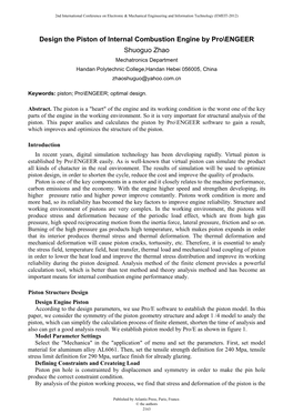 Design the Piston of Internal Combustion Engine by Pro