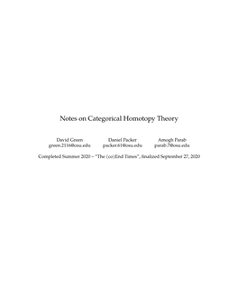 Notes on Categorical Homotopy Theory