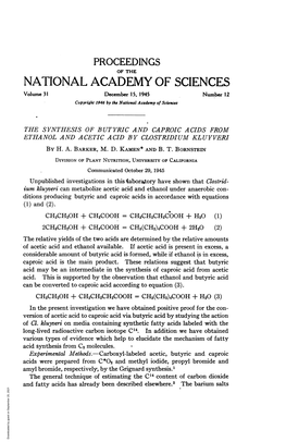 NATIONAL ACADEMY of SCIENCES Volume 31 December 15