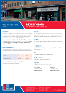 Bexleyheath to Let 10/15 Market Place Da6 7Dz