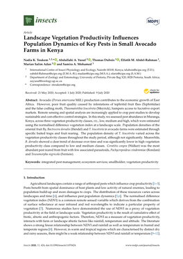 Landscape Vegetation Productivity Influences Population Dynamics Of