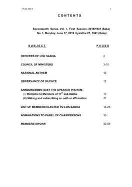 Seventeenth Series, Vol. I, First Session, 2019/1941 (Saka) No