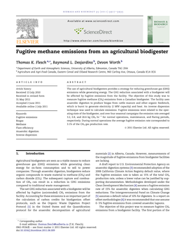 Fugitive Methane Emissions from an Agricultural Biodigester