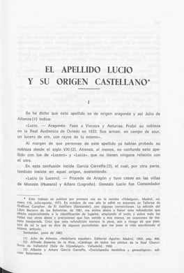 El Apellido Lucio Y Su Origen Castellano*