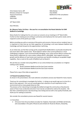 Chris Heaton-Harris, MP Mike Barlow Minister of State for Transport Chair Bfare House of Commons Bedford for a Re-Consultation LONDON SW1A 0AA