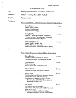 Revised 5/08/2000 SCHEDULING NOTES Title