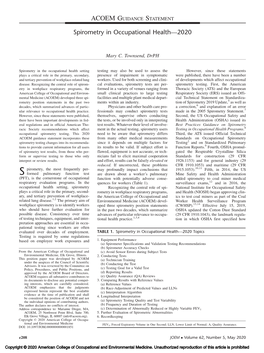 Spirometry in Occupational Health—2020