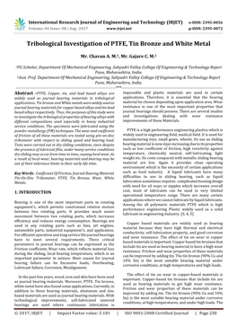 Tribological Investigation of PTFE, Tin Bronze and White Metal