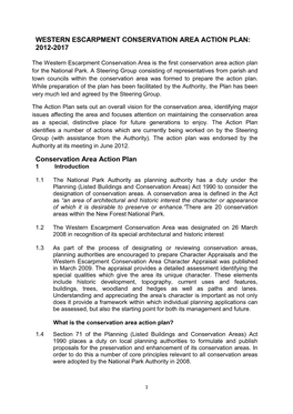 WESTERN ESCARPMENT CONSERVATION AREA ACTION PLAN: 2012-2017 Conservation Area Action Plan