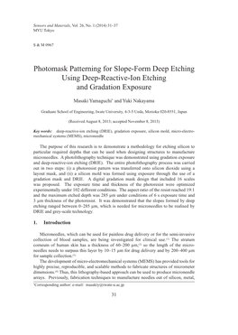 Photomask Patterning for Slope-Form Deep Etching Using Deep-Reactive-Ion Etching and Gradation Exposure