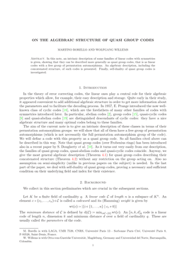 On the Algebraic Structure of Quasi Group Codes 1