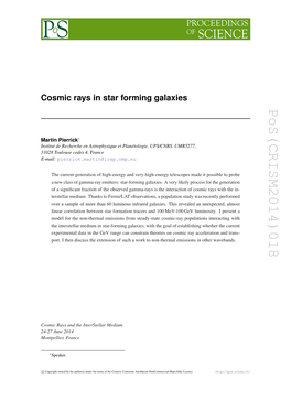 Cosmic Rays in Star Forming Galaxies