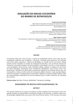 Avaliação Da Malha Cicloviária Do Bairro De Botafogo/Rj