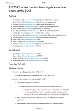 P1673R2: a Free Function Linear Algebra Interface Based on the BLAS