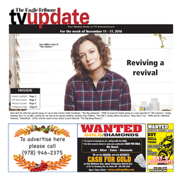 Tvupdateyour Weekly Guide to TV Entertainment for the Week of November 11 - 17, 2018