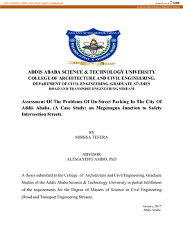 Assessment of the Problems of On-Street Parking in the City of Addis Ababa